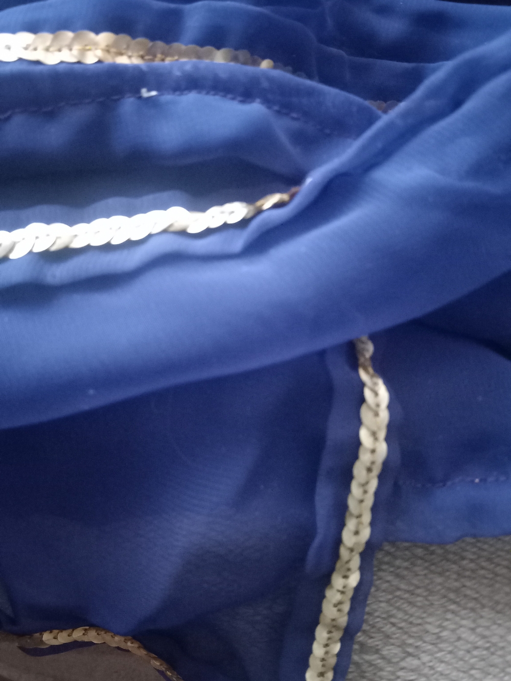 INDIA Chiffon Wrap  Gold,Royal Blue Sequin-Trim Chiffon Wrap 42"x 6 Feet